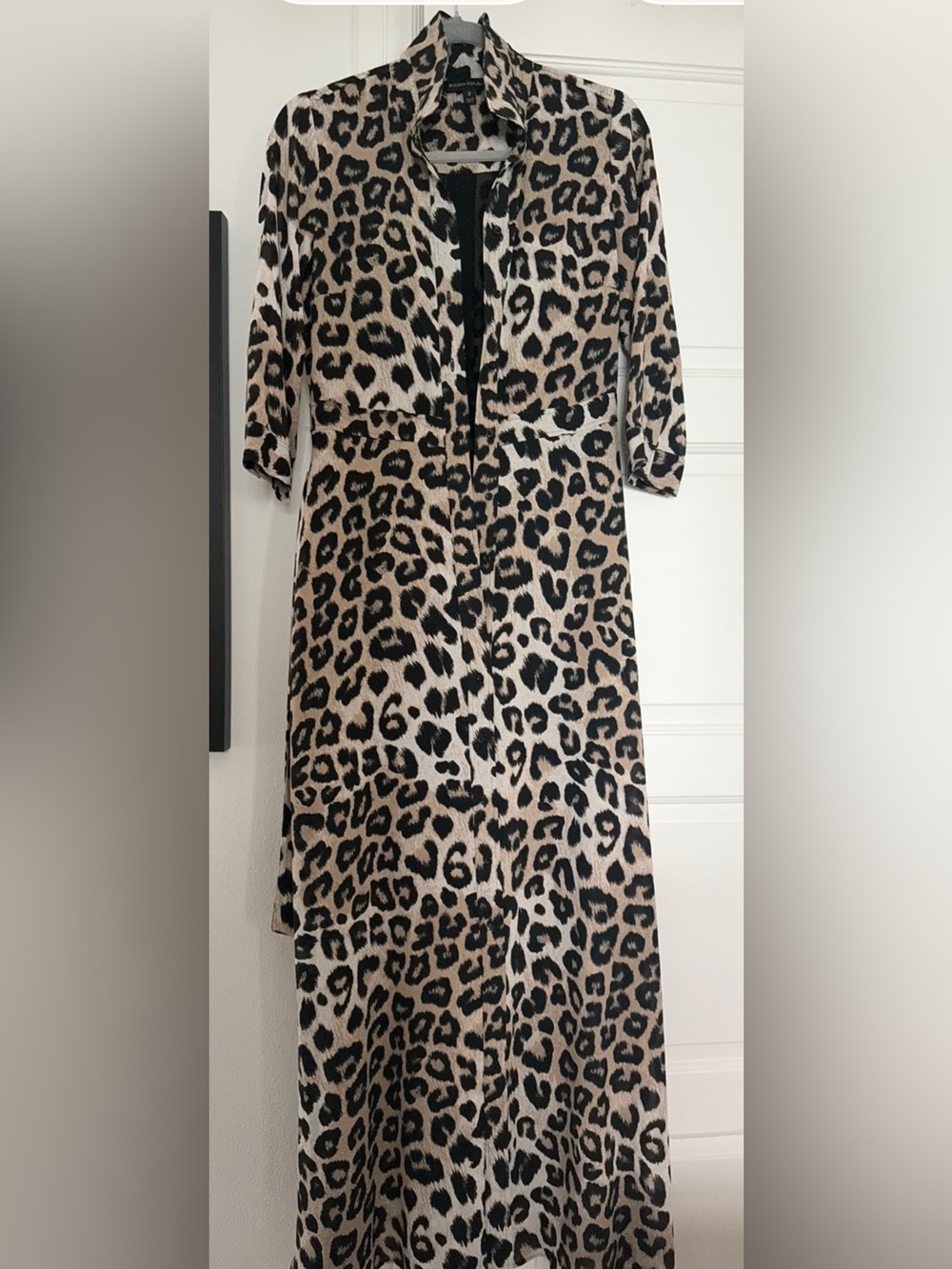Banana Republic Leopard Print Maxi Dress in Black and Tan